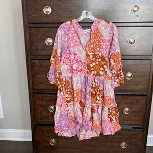 Sea luster Floral Patchwork Dress